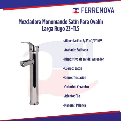 Mezcladora Monomando Satin 23-Tls Rugo