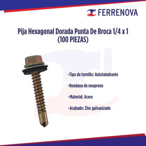 Pija Punta De Broca 1/4" X 1" Anclo 100P