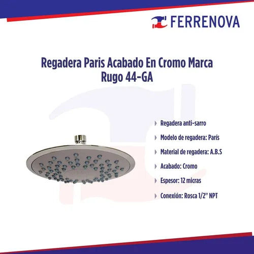 Regadera Paris Redonda 20Cm 44-Ga Rugo