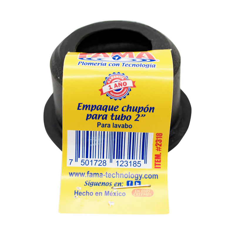 Chupón Negro Para Tubo 2" Para Lavabo Fama 2318
