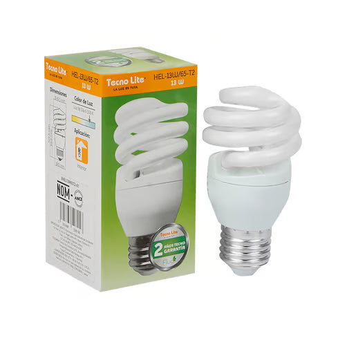 Foco Ahorrador 13W Hel-13W/65-T2 Tecnolite