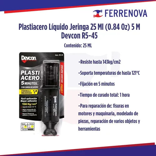 Plastiacero 5 Minutos 25 Ml.R5-45 Devcon
