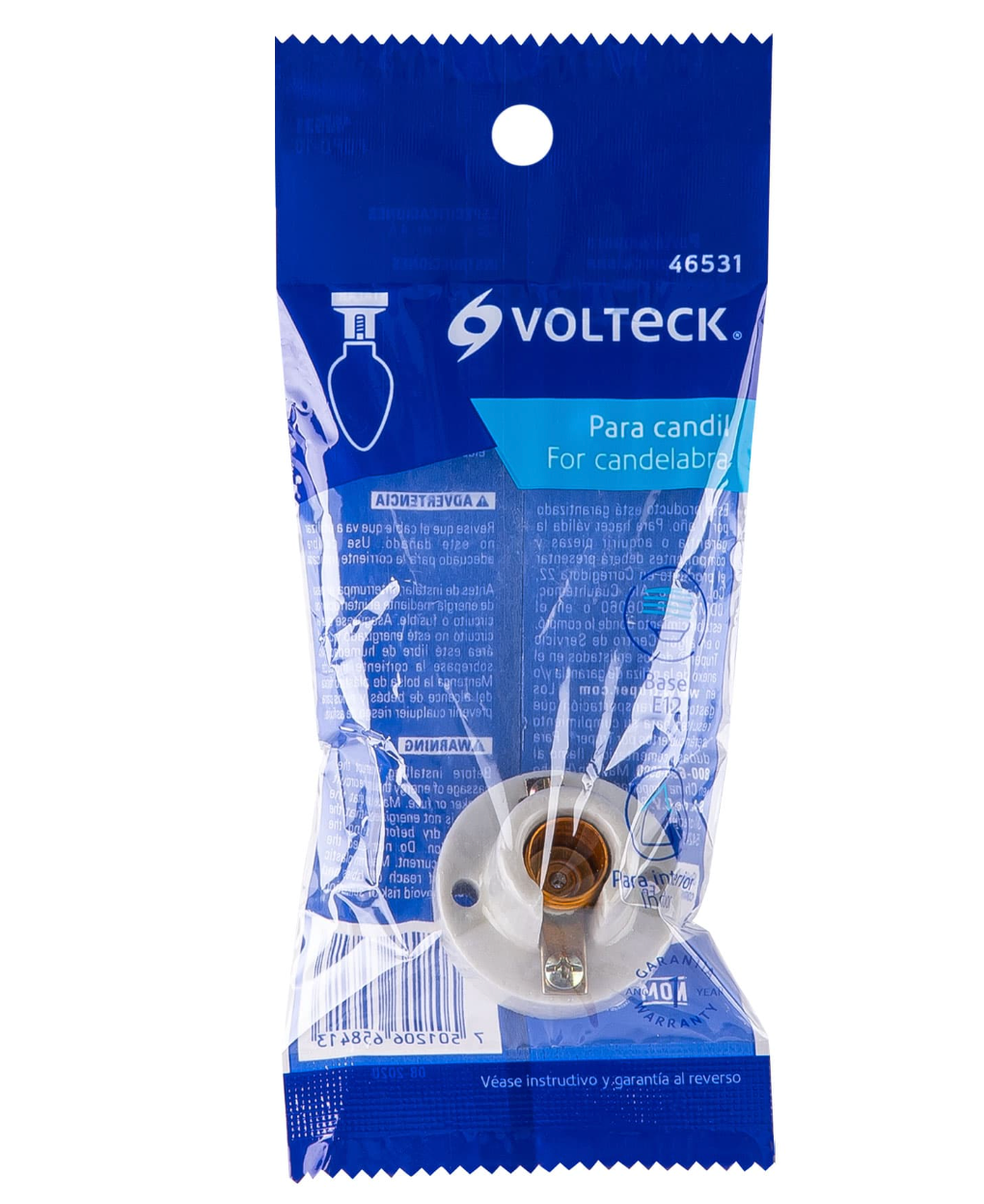 Portalámpara de Porcelana para Candil E12 Volteck 46531