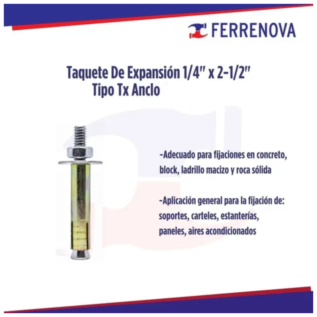Taquete Anclo Tx 1/4" X 2 1/2"