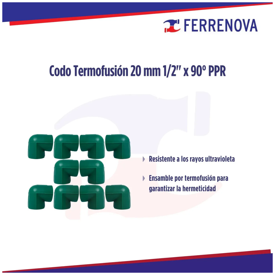Codo Termofusion 20Mm X 90º (1/2") Ppr