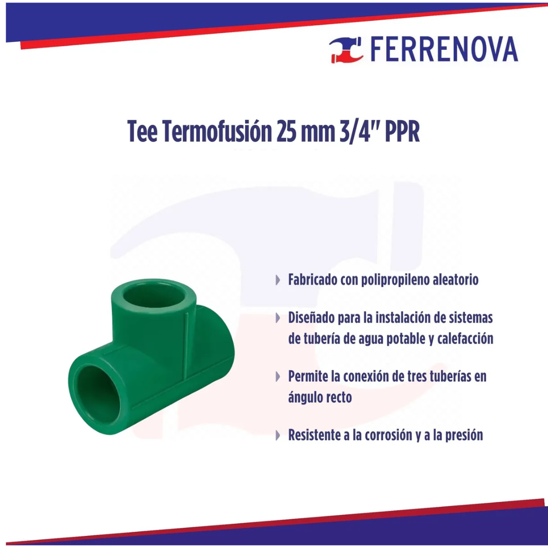 Tee Termofusión 25Mm (3/4") Ppr