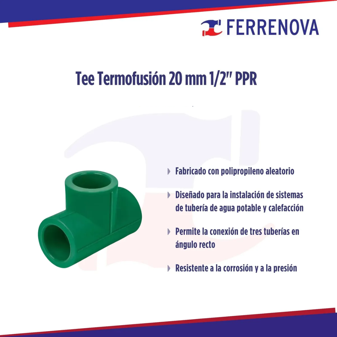 Tee Termofusión 20Mm (1/2") Ppr