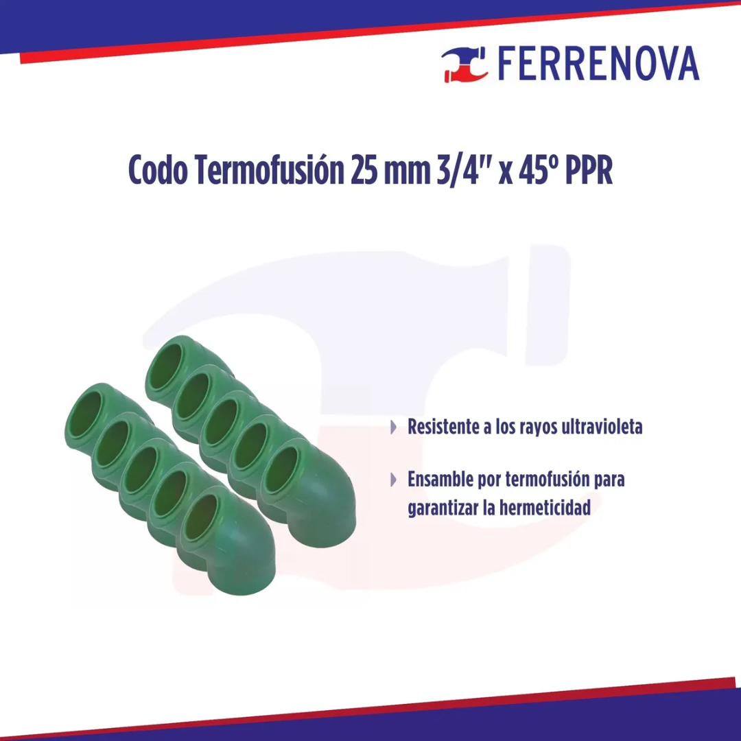 Codo Termofusión 25Mm X 45º (3/4) Ppr
