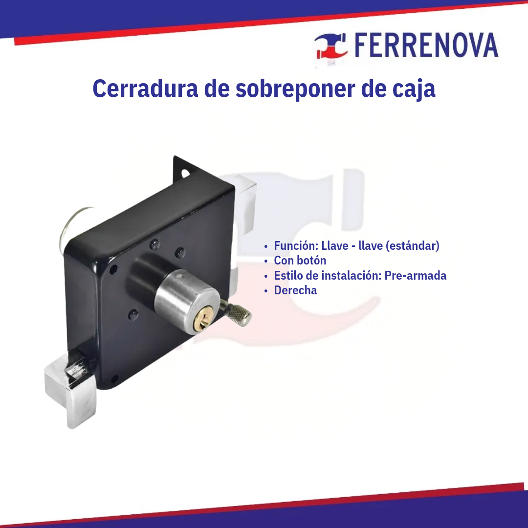 Cerradura sobreponer negro 6972 DEXTER Pre-armada