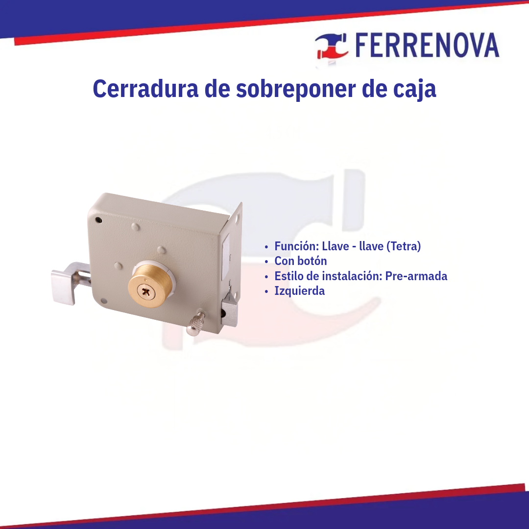 Cerradura sobreponer Llave Tetra izquieda gris 6757 DEXTER