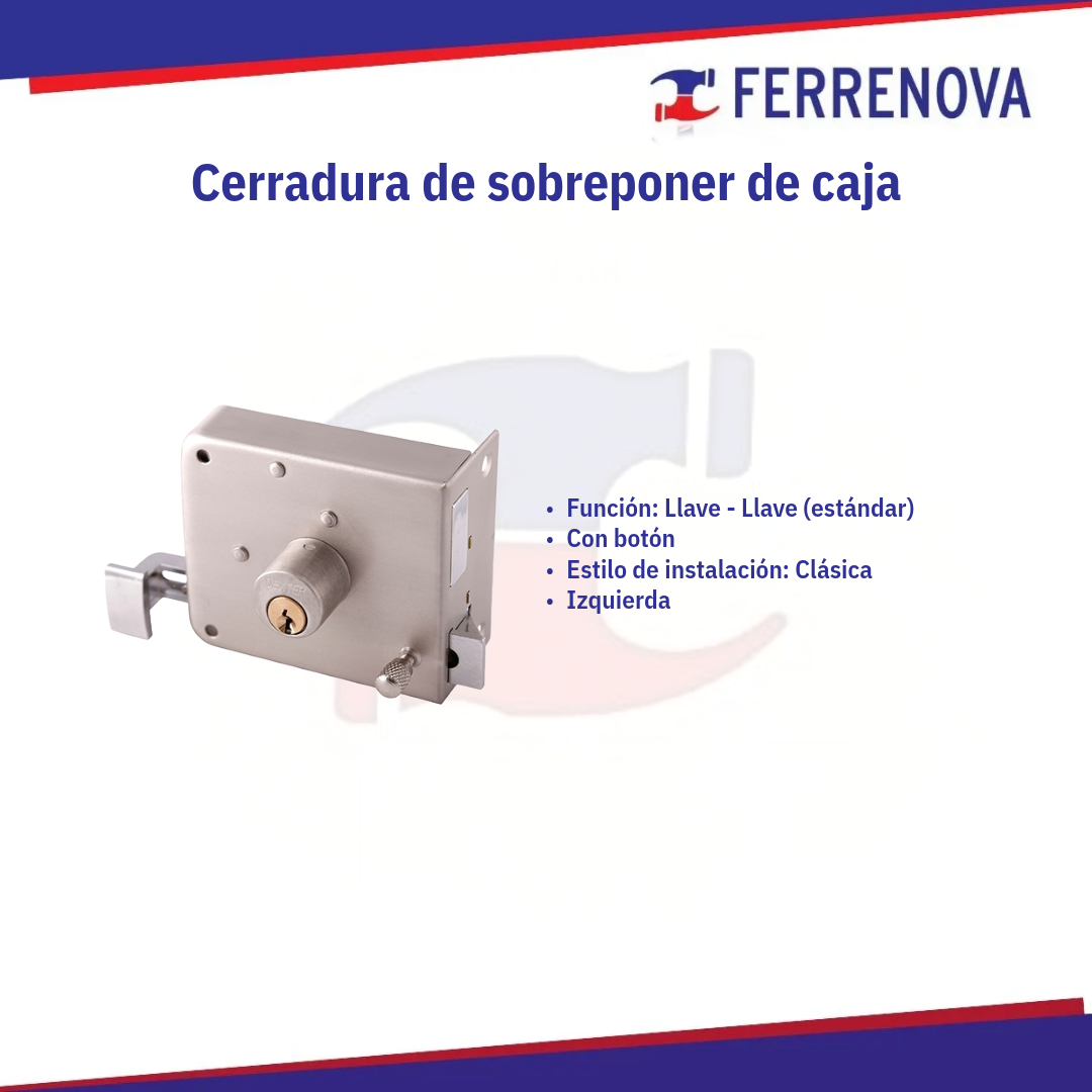 Cerradura sobreponer clásica Izquierda 6781 Gris DEXTER
