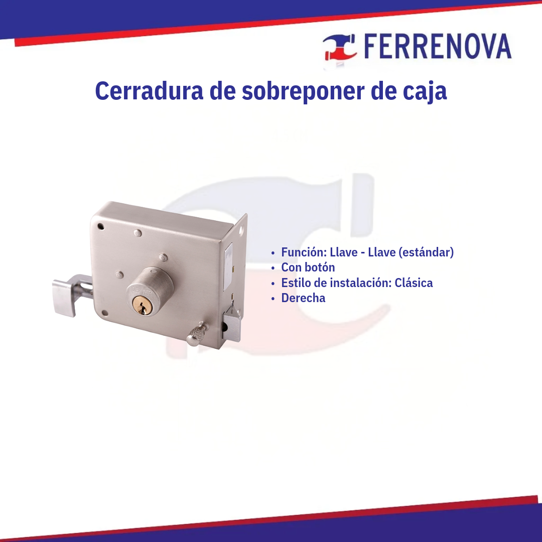 Cerradura sobreponer clásica Derecha 6780 Gris DEXTER
