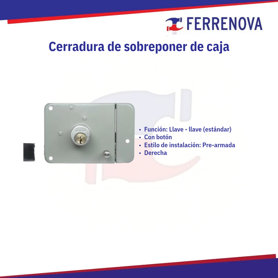 Cerradura sobreponer gris 6760 DEXTER Pre-armada