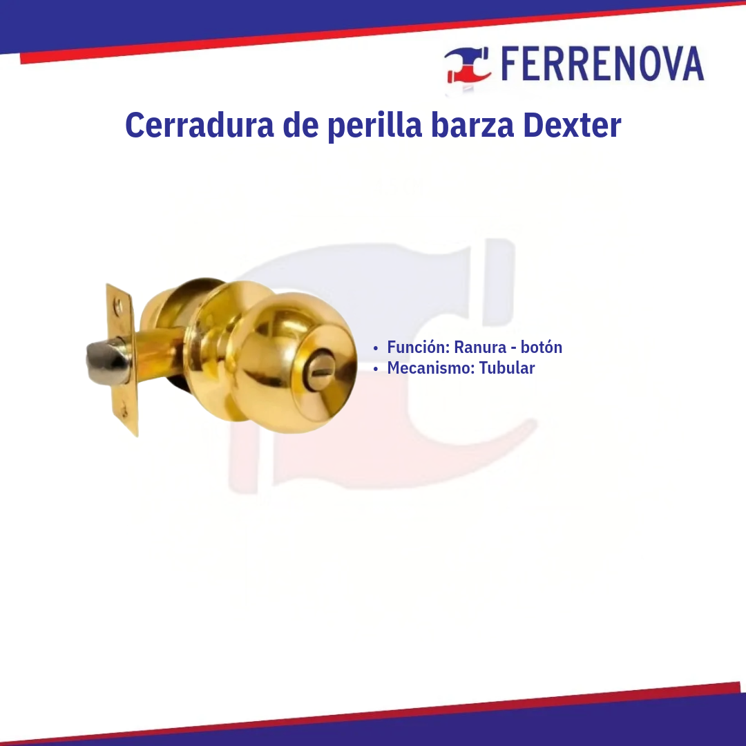 Cerradura tubular s/llave 6684 Latón Brillante DEXTER