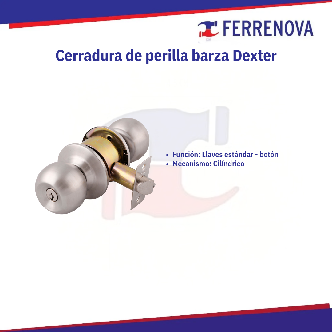 Cerradura cilindro c/llave 6605 Acero Inoxidable DEXTER