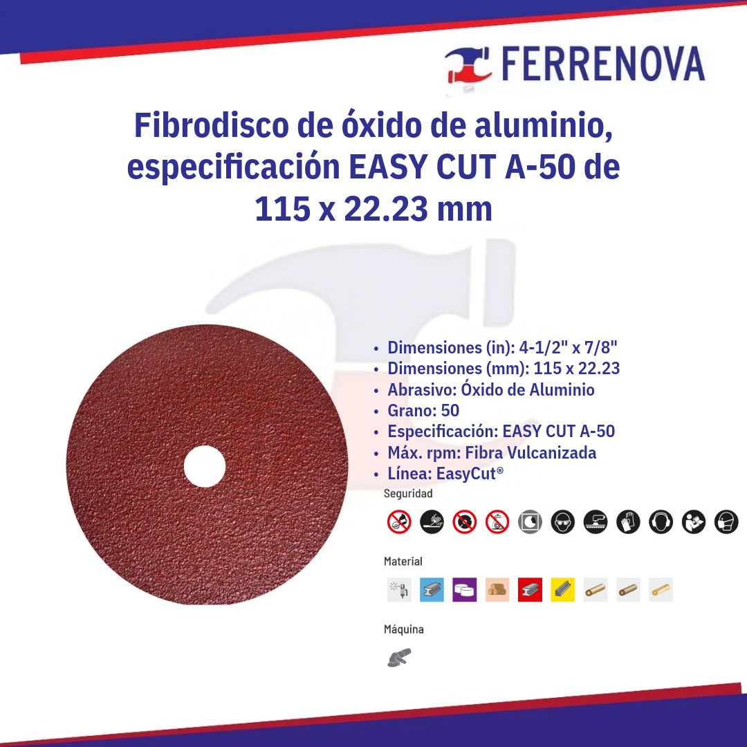 Lija De Disco 4 1/2" 1378 Grano 50 Tenazit Easy-Cut