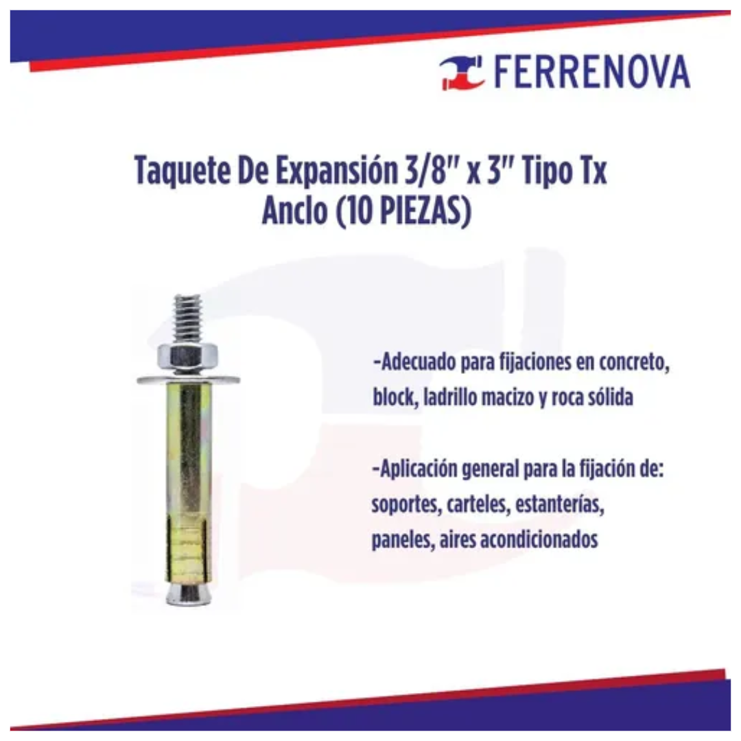 Taquete Anclo Tx 3/8" X 3"