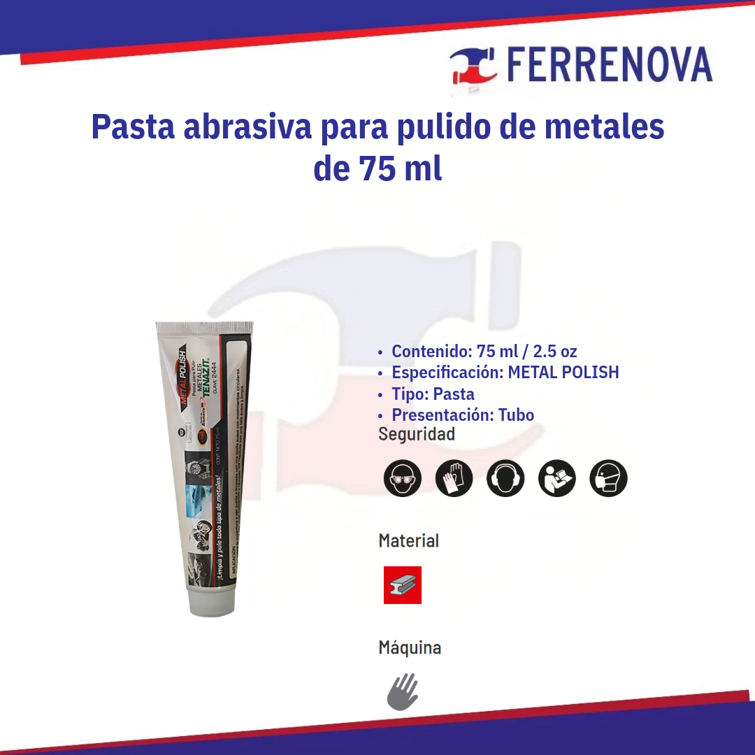Pasta Para Pulir Metal 2444 Tubo 75Ml Austromex