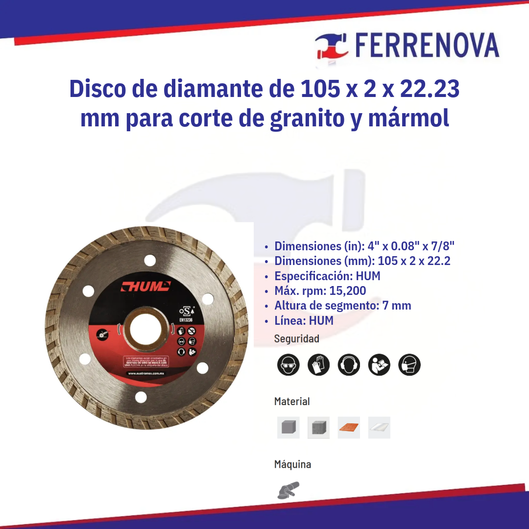 Disco Diamante 4"X2Mm 2554 Turbo Hum Austromex