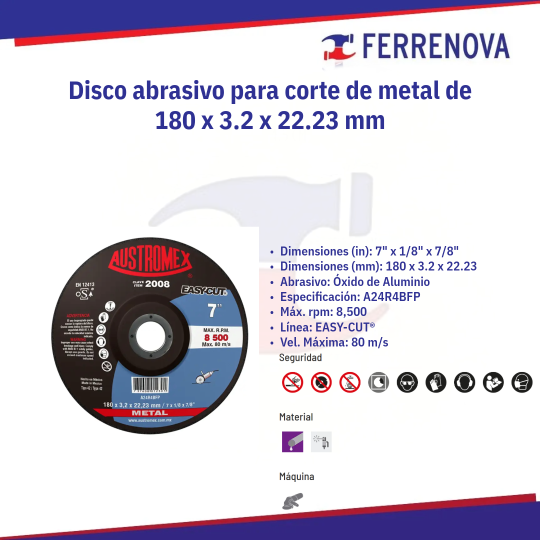 Disco Tipo 27 2008 Corte Metal 7" Austromex