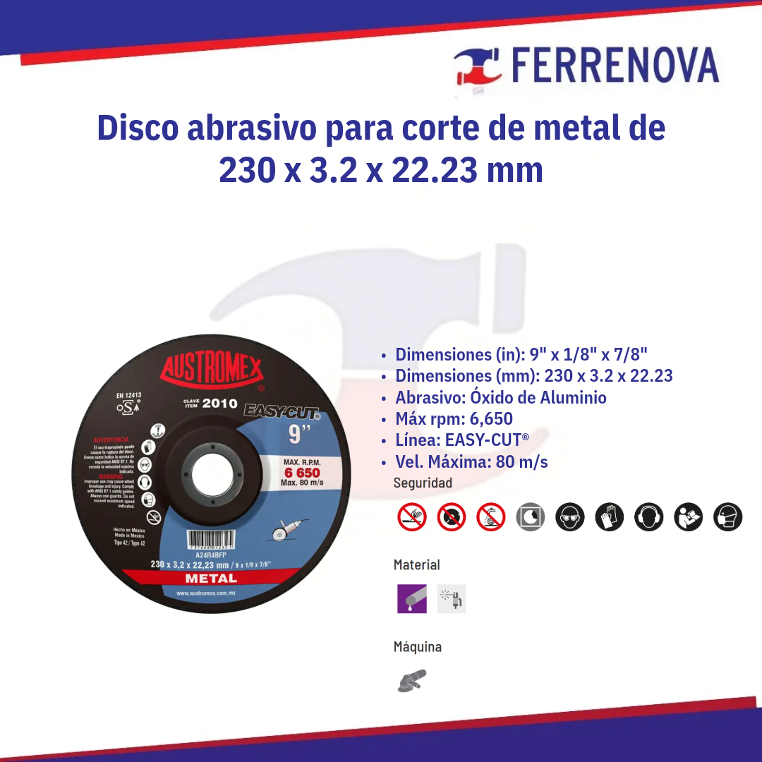 Disco Tipo 27 2010 C/Metal 9"X1/8 Austromex