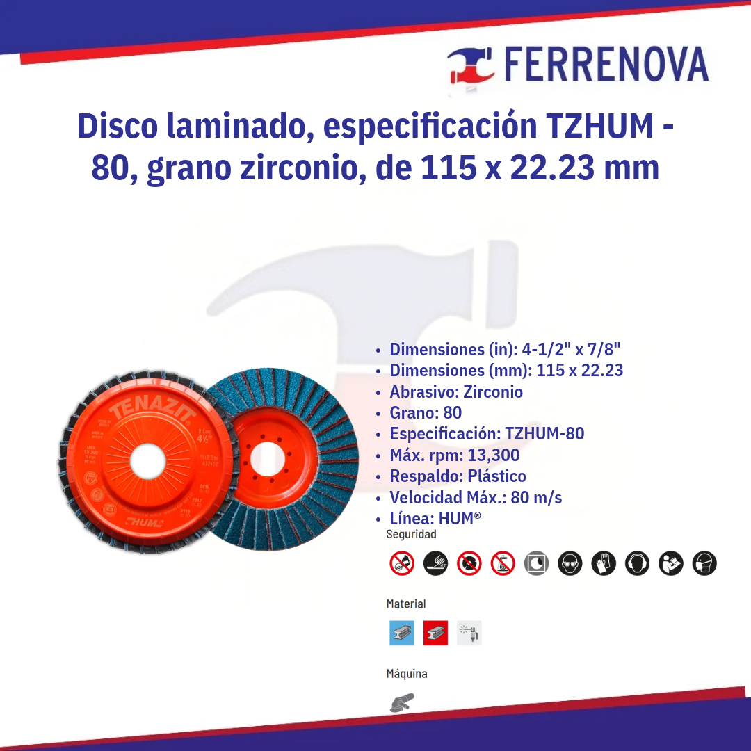 Disco Laminado G80 41/2"X7/8 2218 Hum Austromex