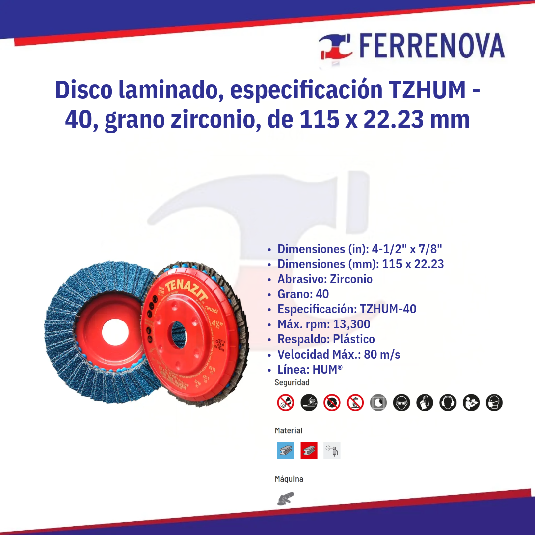 Disco Laminado G40 41/2"X7/8 2216 Hum Austromex