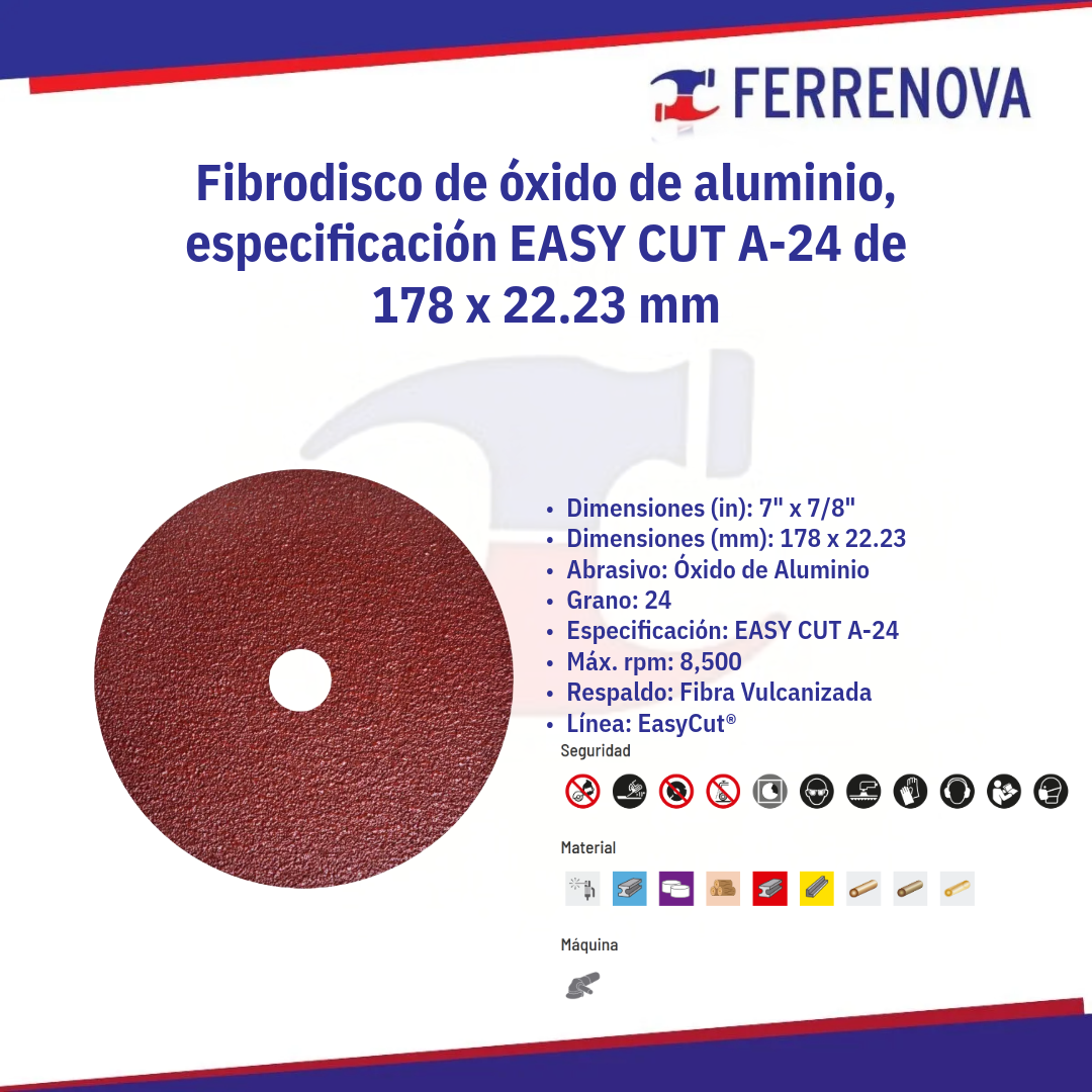 Lija De Disco 7" 1384 Grano 24 Tenazit Easy-Cut