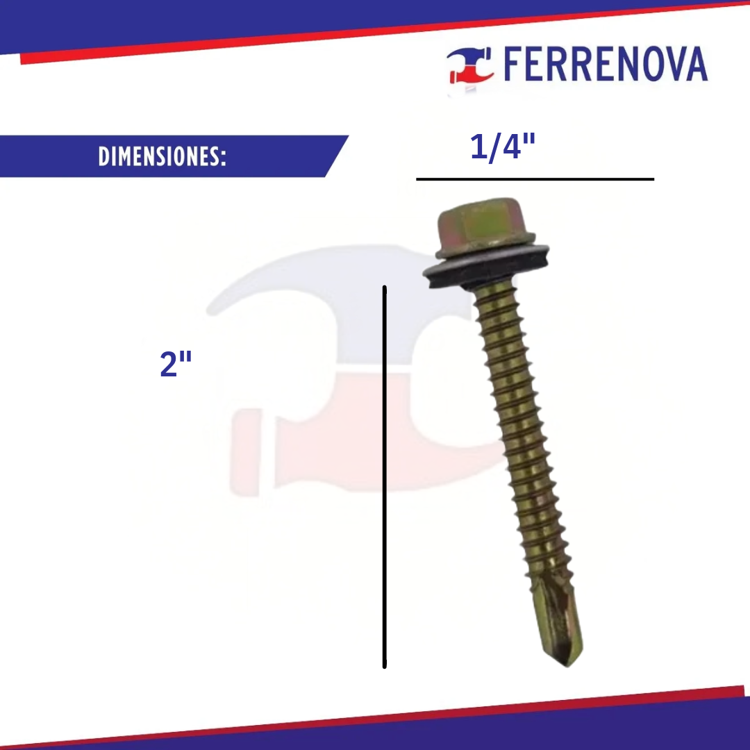 Pija Punta De Broca 1/4" X 2" con 100 Piezas Anclo