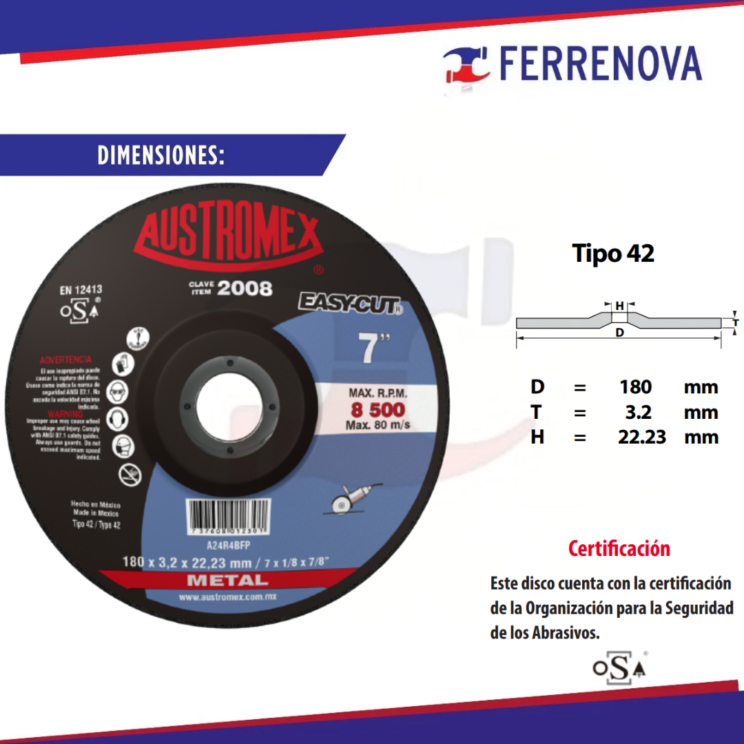 Disco Tipo 27 2008 Corte Metal 7" Austromex