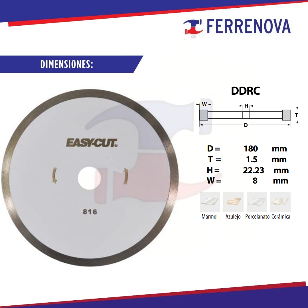Disco Diamante Blanco Rin Continuo 7"X1.6M 816 Easy Cut Austromex