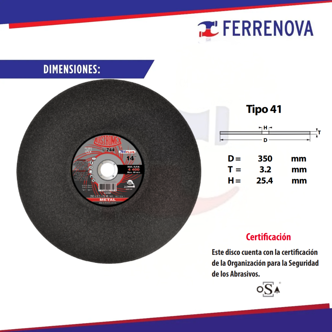Disco Corte Metal 14" X1/8"X 1" 744 Austromex