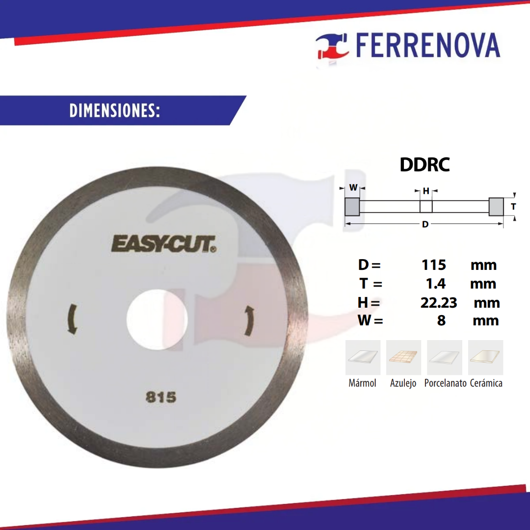 Disco Diamante Blanco Rin Continuo 41/2X1.6M 815 Easy Cut Austromex