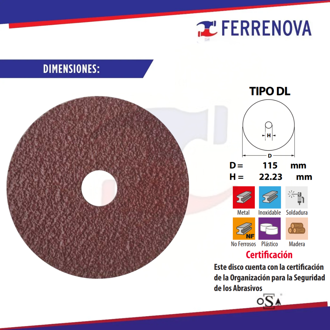 Lija De Disco 4 1/2" 1378 Grano 50 Tenazit Easy-Cut