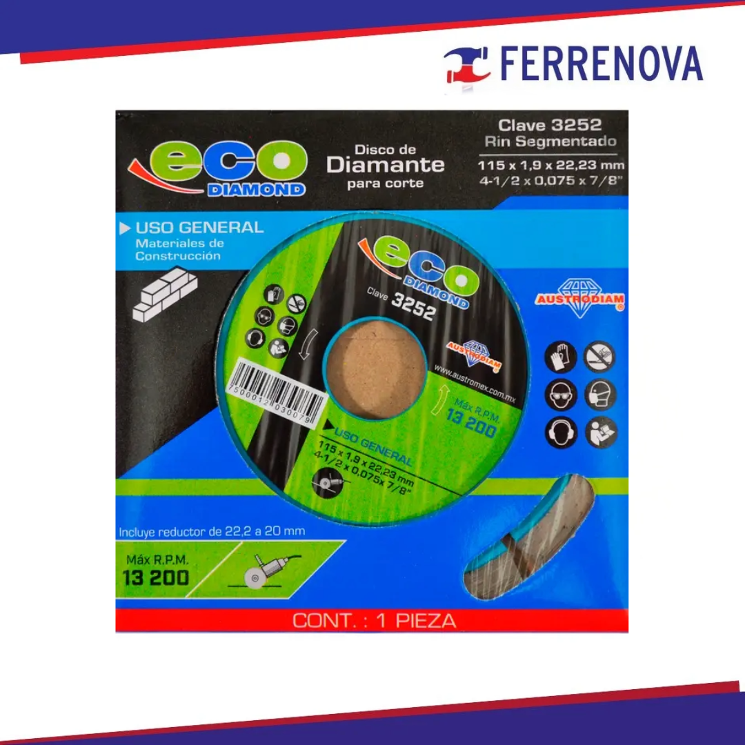 Disco De Diamente Rin Continuo Uso General 41/2 3253 Austromex