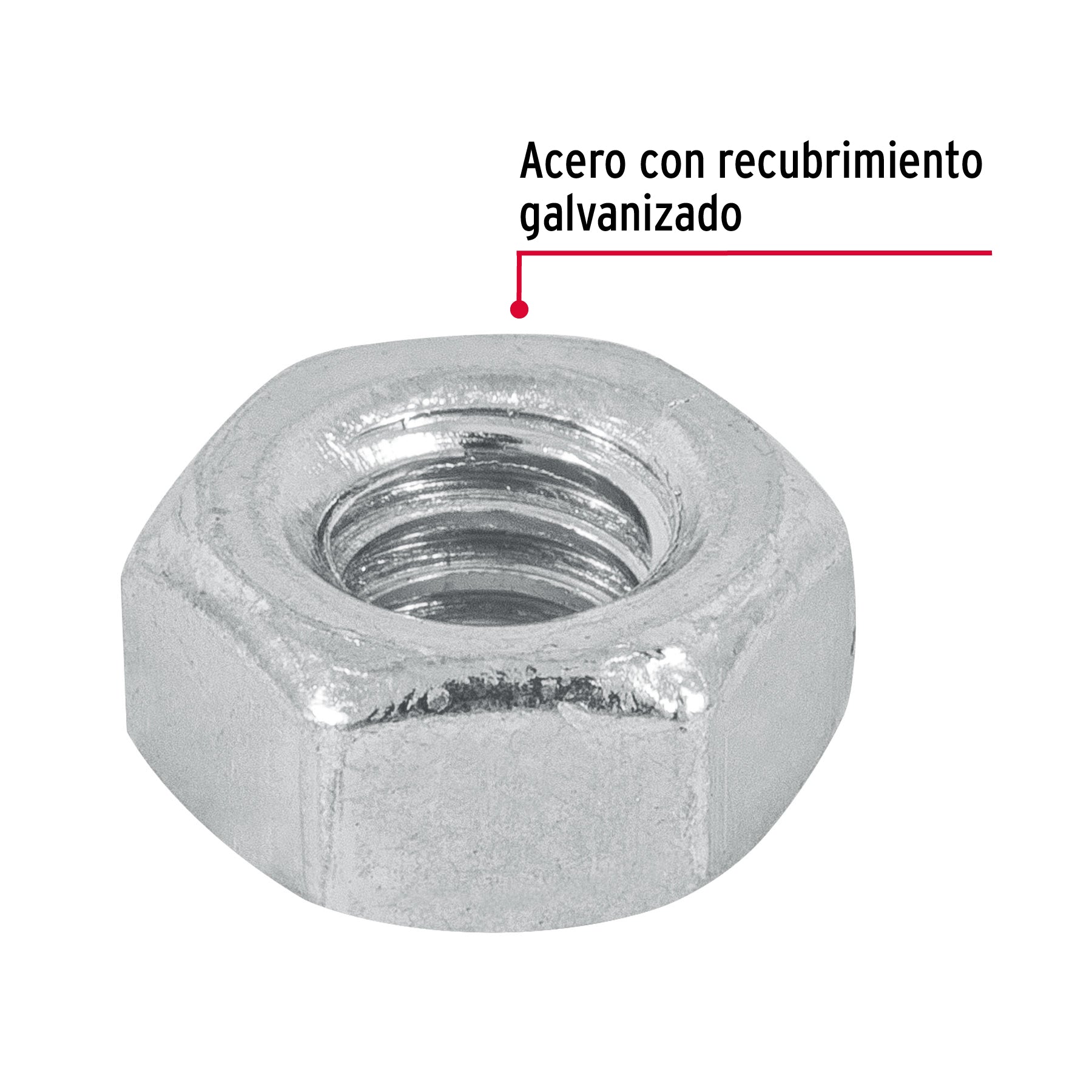 Tuerca Hexagonal Galvanizado Tue-1/4 Fiero 44548 (Bolsa de 250 Piezas)