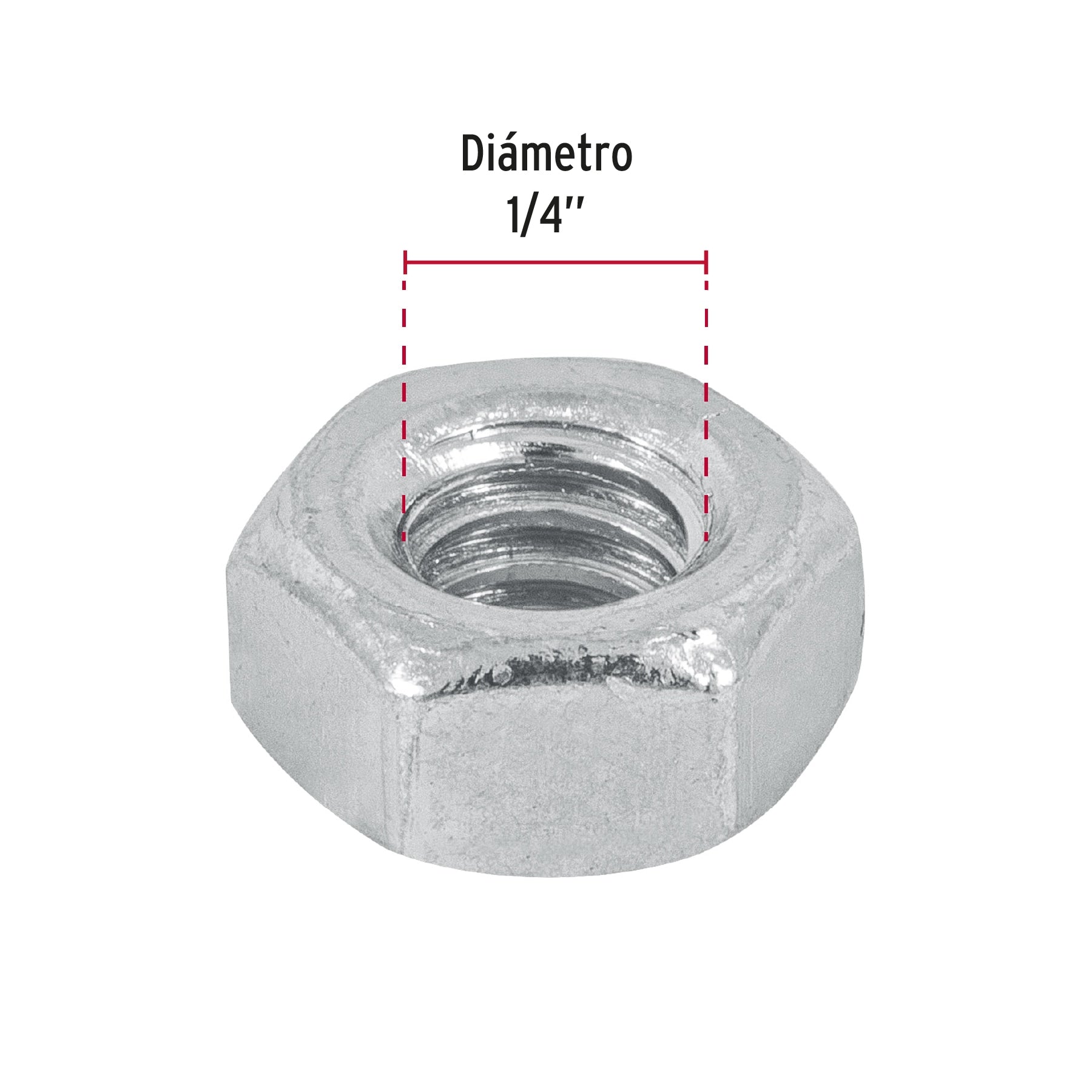 Tuerca Hexagonal Galvanizado Tue-1/4 Fiero 44548 (Bolsa de 250 Piezas)