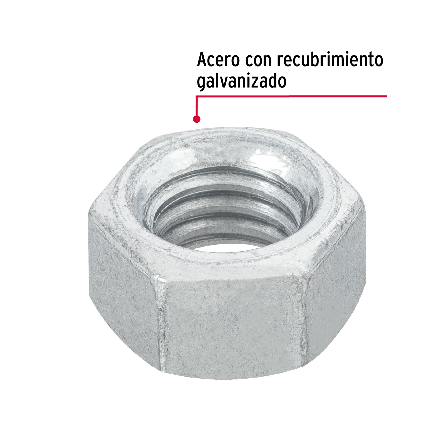 Tuerca Hexagonal Galv. Tue-3/8 Fiero 44550 (Bolsa de 100 Piezas)