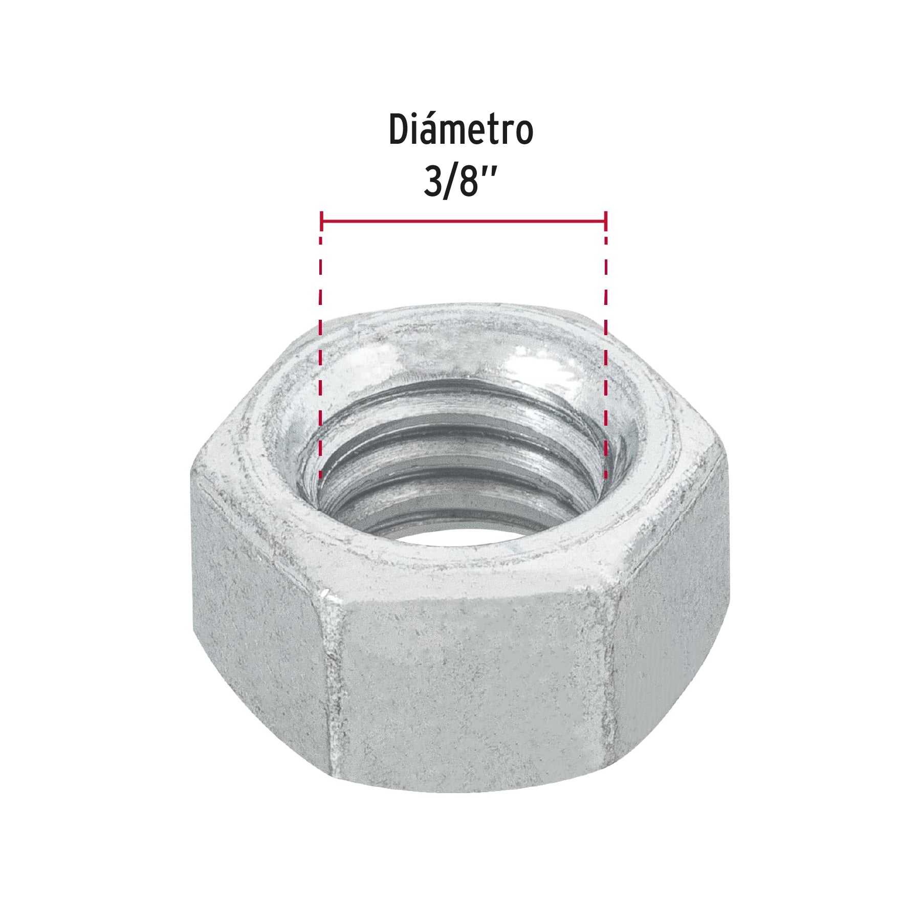 Tuerca Hexagonal Galv. Tue-3/8 Fiero 44550 (Bolsa de 100 Piezas)