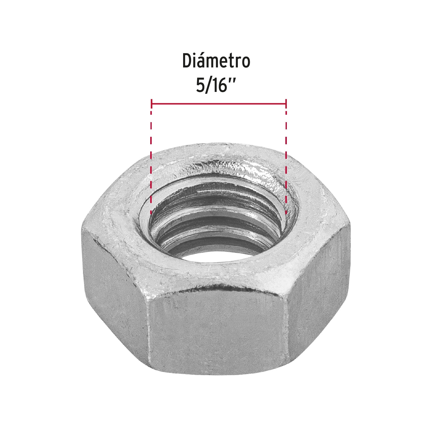 Tuerca Hexagonal Galv. Tue-5/16 Fiero 44549 (Bolsa de 150 Piezas)