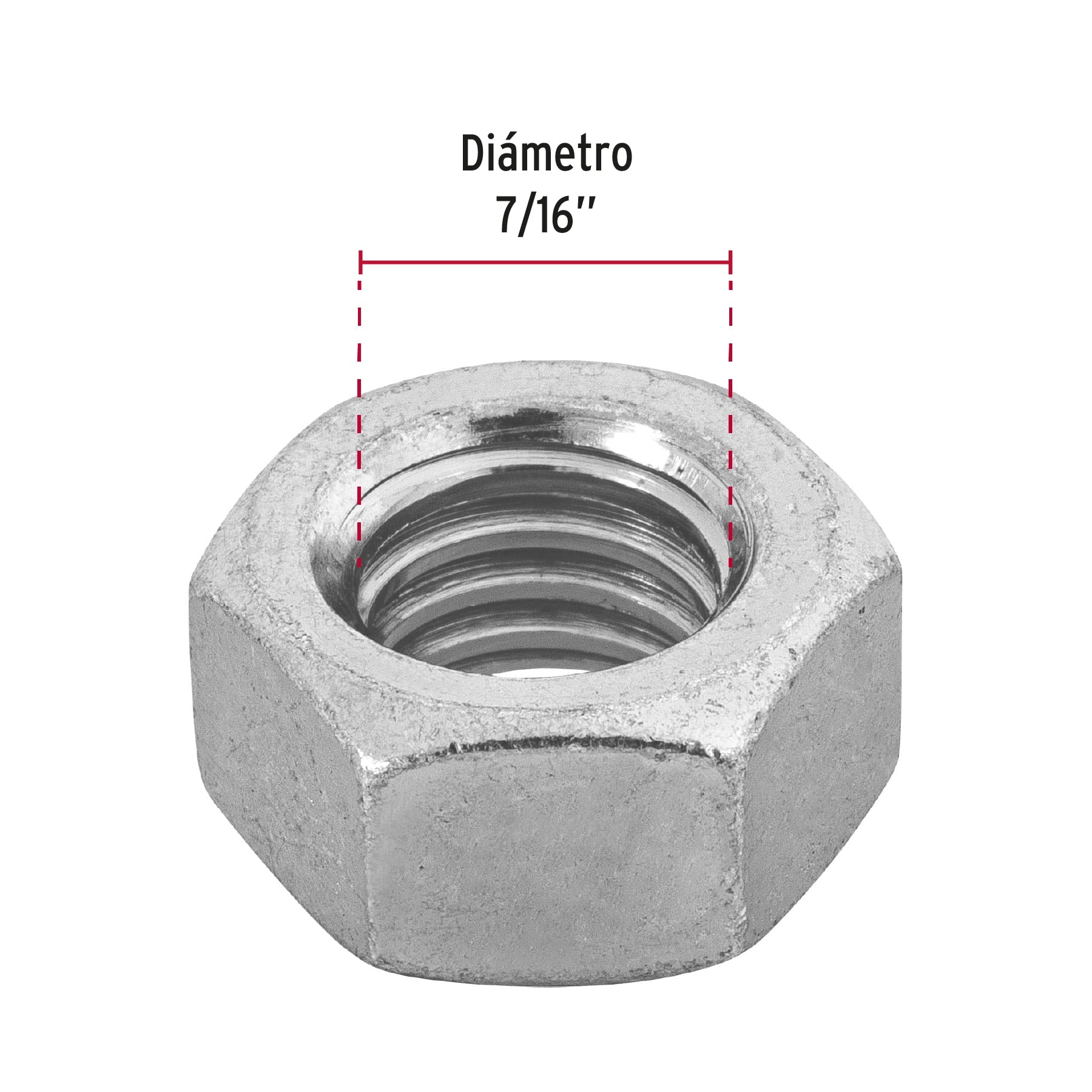 Tuerca Hexagonal Galv. Tue-7/16 Fiero 44551 (Bolsa de 60 Piezas)